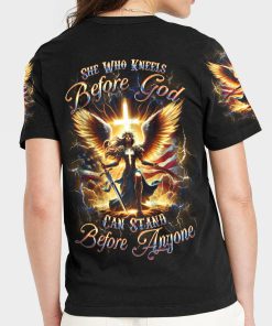 Worry Ends When Faith In God Begins Lilies Women's All Over Print T-Shirt